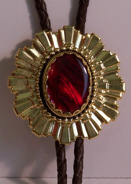 Bolo Bola Tie with Deep  Red Paua Shell