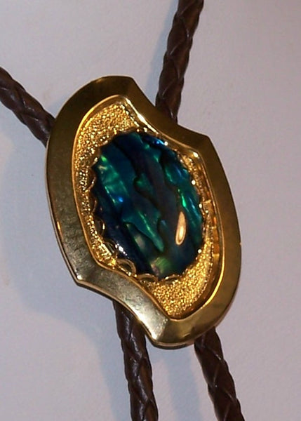 Bolo Bola Tie with Blue-Green  Paua Shell