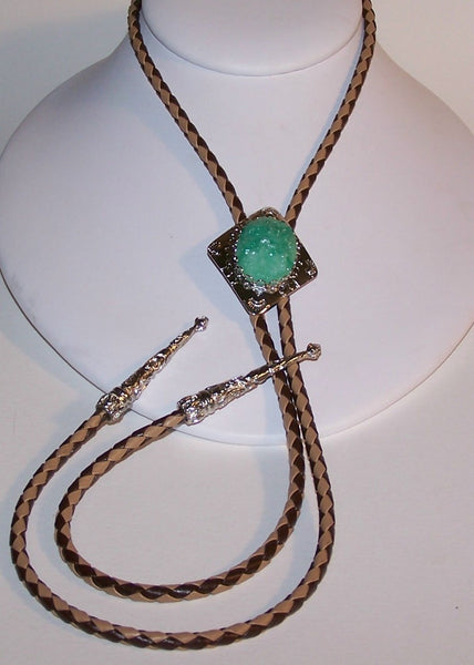 Bolo Bola tie with Green acrylic flower design