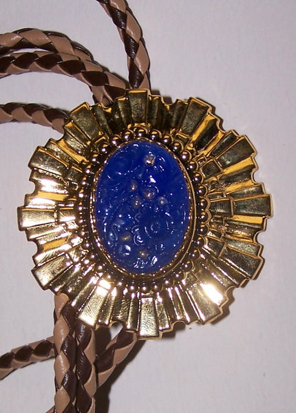 Bolo Bola Tie with Blue Acrylic Design III