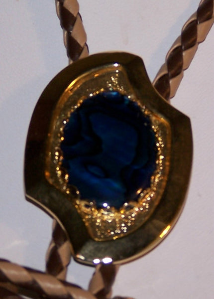 Bolo Bola Tie with Deep Blue Paua Shell