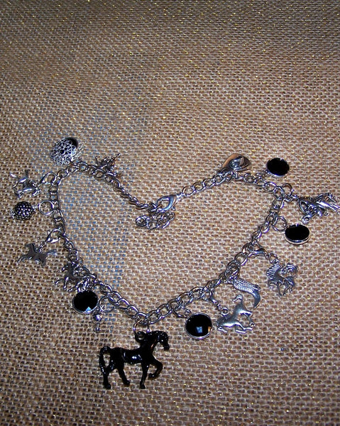Black Beauty Horse Boot Bling Bracelet