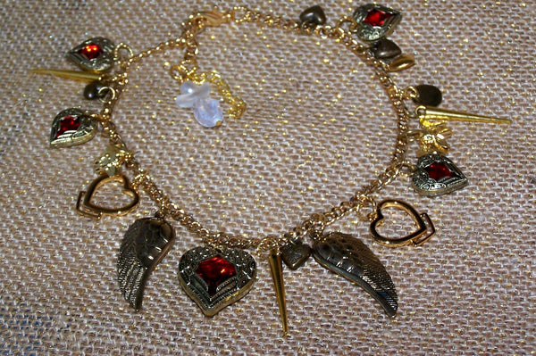 Golden Hearts and Wings Boot Bling Bracelet