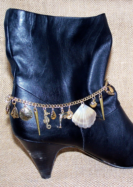 Golden Fishes and Seashells Boot Bling Bracelet