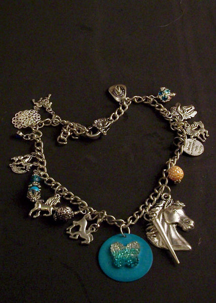 Silver Horse Head Boot Bling Bracelet