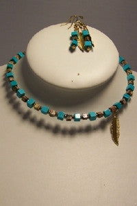 Turquoise and Black Necklace Set