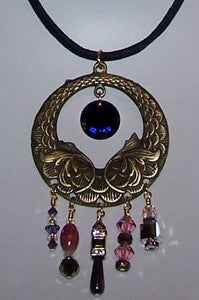 Antique Brass Circle Design With Vitrale Rivole and Drops