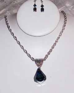 Bermuda Blue Crystal Drop Necklace Set