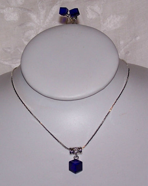 Cobalt Blue Cube Pendant Set