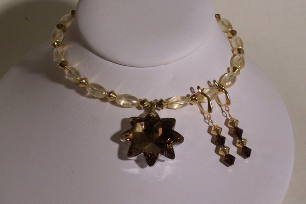 Crystal AB Star-Shaped Coffee Necklace Set