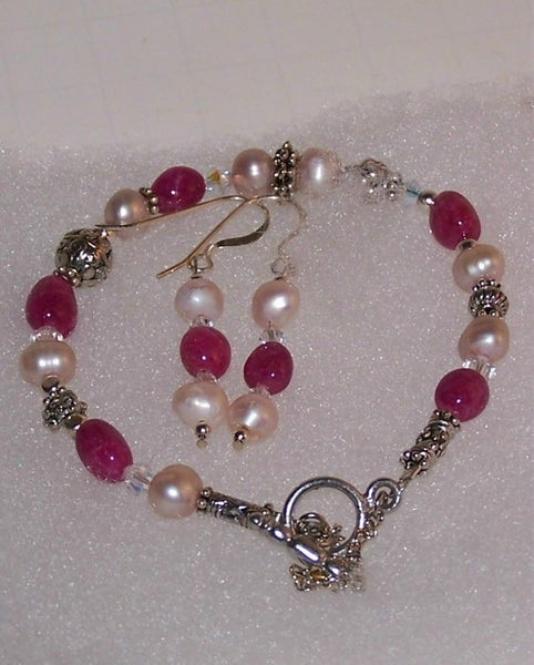 Pink and Pearl  Bracelet Set