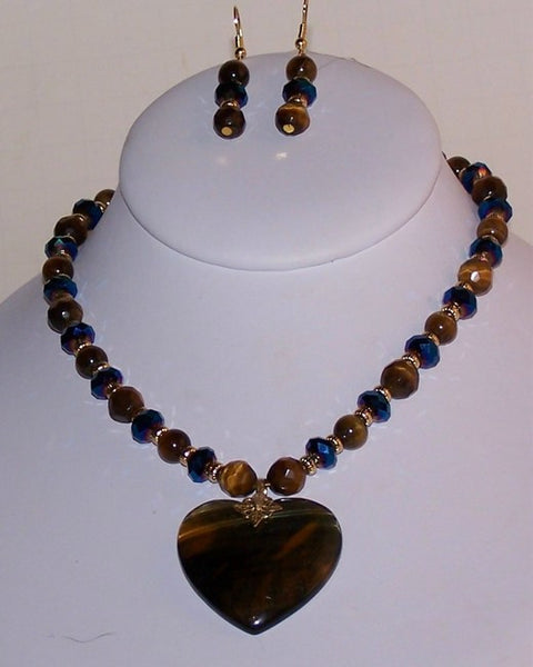 Blue & Golden Tigereye Heart