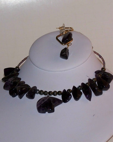 Amethyst Zuni Bear with Nuggets and Beads