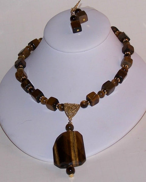 Golden Tigereye Necklace with Rectangular Focal