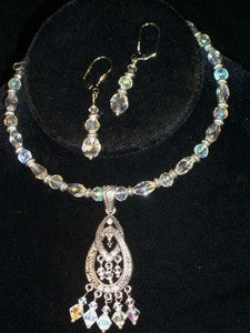 Crystal AB Filigree Choker Set