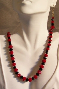 Graduated Red Velvet Crystal Necklace Set