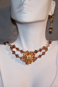 Crystal Topaz 2-strand Choker Necklace Set