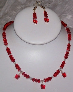 Red Butterflies Choker Necklace Set