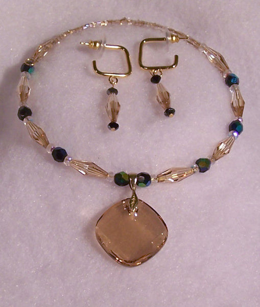 Golden Shadow with Black on Wire Choker Jewelry Set