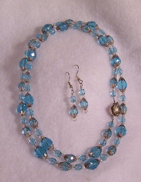 Blue Crystal on Silver Jewelry Set