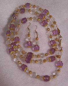 Lilac Crystal with Gold Jewelry Set