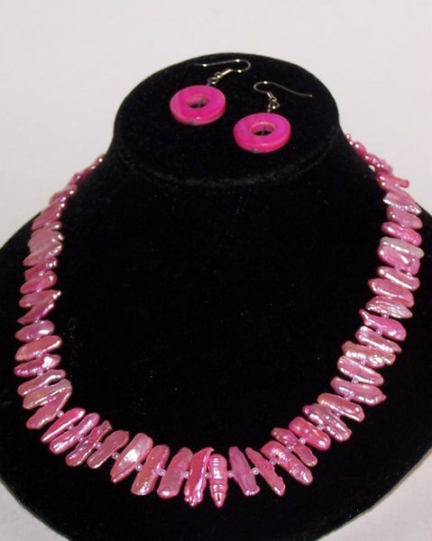Pink Pearl Sticks Necklace Set