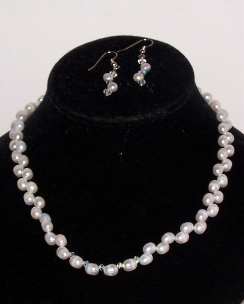 Staggering White Fresh Water Pearls Necklace Set