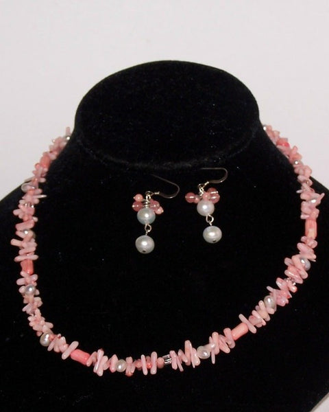 Coral and Pearl Necklace Set