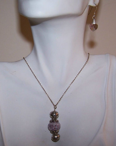 Lavender Lampwork & Silver Pendant Set