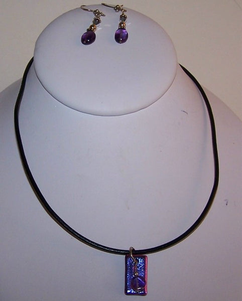 Purple Dicroic Glass Pendant Set
