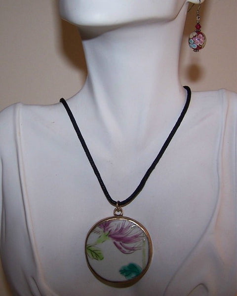 Antique Porcelain Pendant Set
