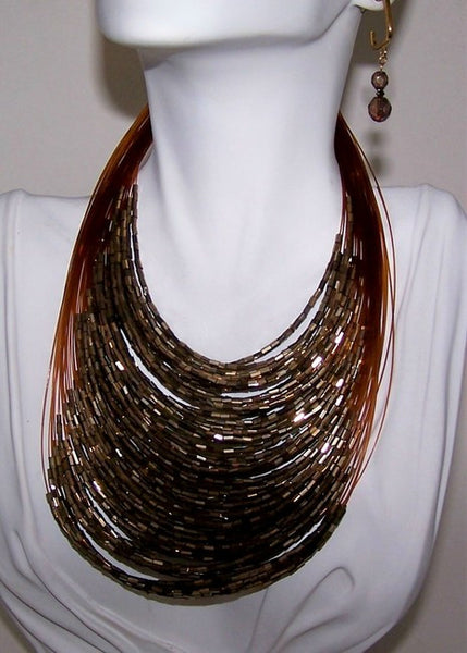 Antique Gold Multi Strand Necklace Set