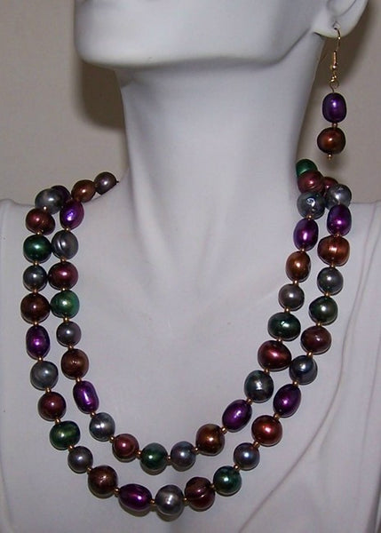 Fresh Water Bright Pearl Mix Necklace Set