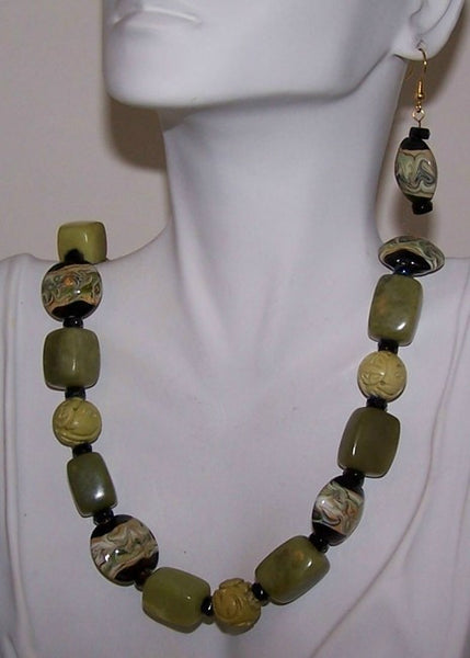 Green Jade and Lampwork