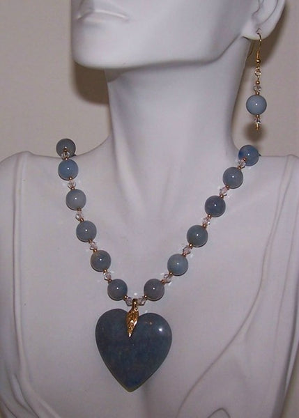 Blue Aventurine Necklace Set with Heart