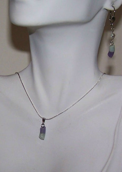 Lavender & Green Stone Pendant Set