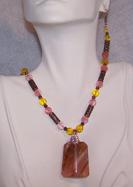 Volcano Quartz and Antique Copper Statement Necklace Set