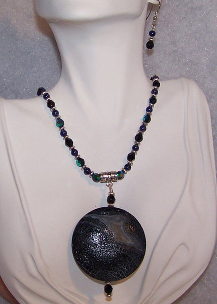 Blue Druzy Agate Necklace Set