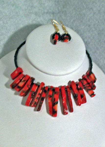 Tiger Coral Sticks Necklace Set