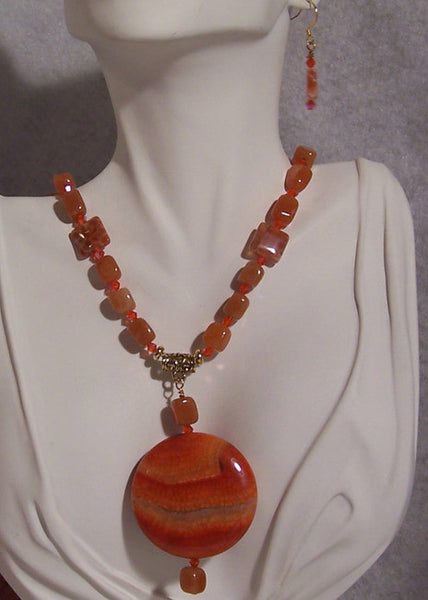 Orange Fire Crackle Agate on Gold