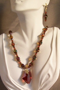Swarovski Crystal Red Magma Nugget Necklace Set