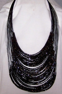 Black Multi-Strand Necklace Set