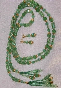 Green Crystal Lariat Set