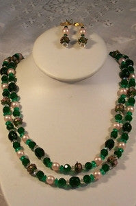 Emerald Green 2-Strand Necklace Set
