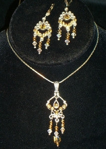 Lt Colorado Topaz Crystal on Silver Chandelier Set
