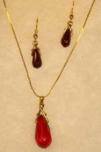 Red Crystal Pendant Set