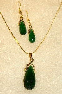 Emerald Green Crystal Pendant Set