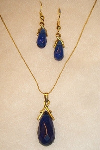 Cobalt Blue Crystal Pendant Set
