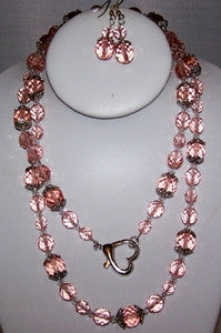 Rose Crystal Set with Silver Heart Clasp