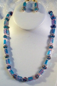 Blue Wedding Cake Beads Necklace Set